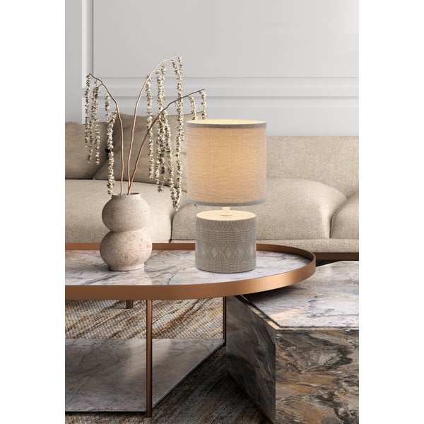 Siva stolna lampa s tekstilnim sjenilom (visina 26 cm) Dina – Candellux Lighting-image-1