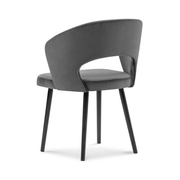 Tamno siva podstavljena blagovaonska stolica s naslonima za ruke Elpis – Windsor & Co Sofas-image-2