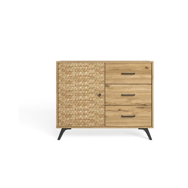 Niska komoda u dekoru hrasta u prirodnoj boji 92x81 cm Malaca - Marckeric