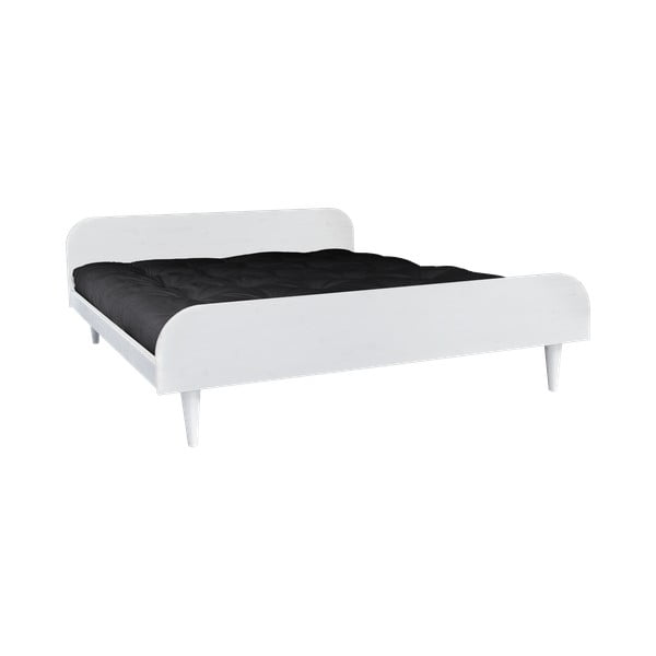 Bračni krevet od borovine s madracem Karup Design Twist Comfort Mat bijeli / crni, 180 x 200 cm