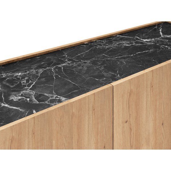 Crni/natur TV stol u dekoru hrasta 160x48 cm Dione - Marckeric-image-1