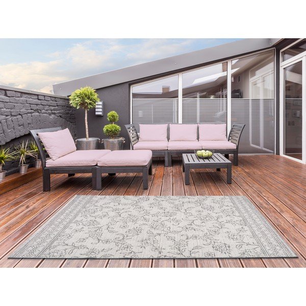 Sivi vanjski tepih Universal tkati cvjetni cvjetni, 155 x 230 cm-image-1