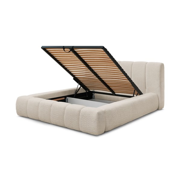 Bež tapecirani bračni krevet s prostorom za odlaganje s podnicom 160x200 cm Denali – Bobochic Paris-image-4