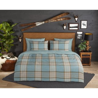 Plava flanelska posteljina za bračni krevet/za produženi krevet 200x220 cm Jacco – Good Morning