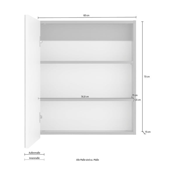 Sivi zidni kupaonski ormarić sa ogledalom Støraa Wisla, 60 x 70 cm-image-1