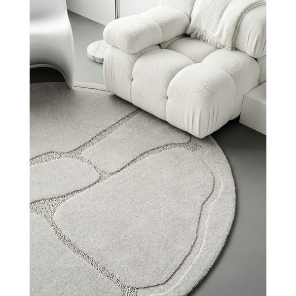 Svijetlo sivi vunen okrugao tepih ø 133 cm Morphic Organica – Agnella-image-3