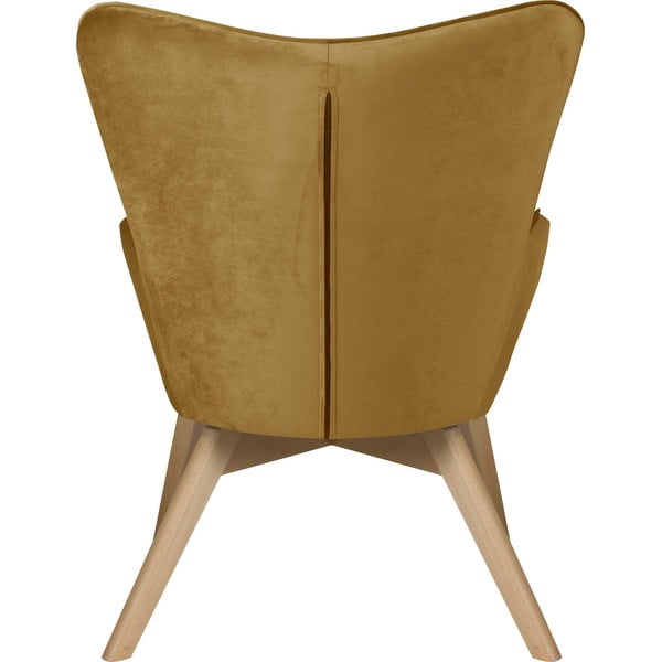 Senf žuta baršunasta fotelja s naslonjačem za noge Niko – Ropez-image-4