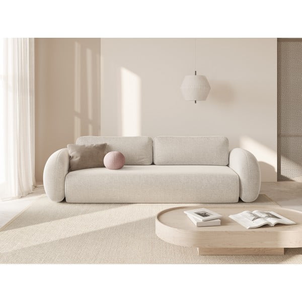 Krem sklopiva/s prostorom za odlaganje sofa od šenila 262 cm Tonale – Cosmopolitan Design-image-1