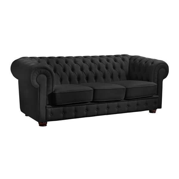 Crna kožna sofa Max Winzer Bridgeport, 200 cm