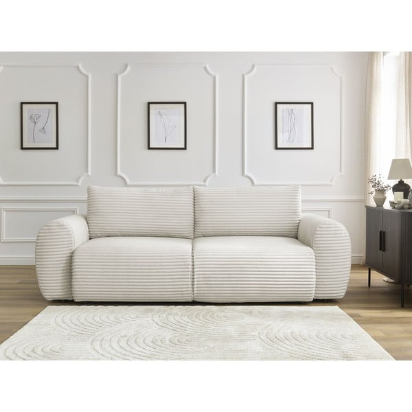 Krem sklopiva sofa od samta 257 cm Lucien – Bobochic Paris-image-1