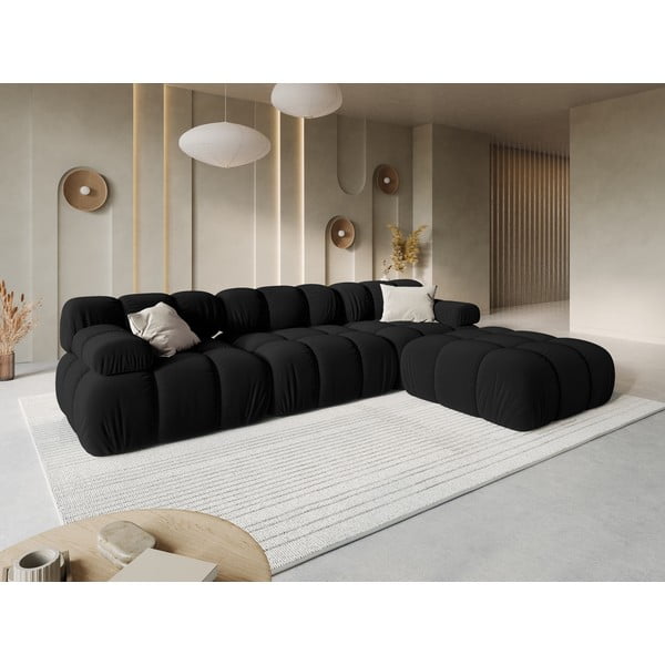 Crna baršunasta sofa 282 cm Bellis – Micadoni Home-image-1