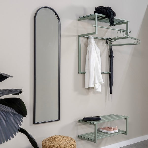 Prljavo zelena metalna zidna vješalica s policom 76 cm Rizzoli – Spinder Design-image-1