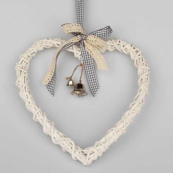 Viseće srce od bijelog ratana Dakls Bell, visina 25 cm