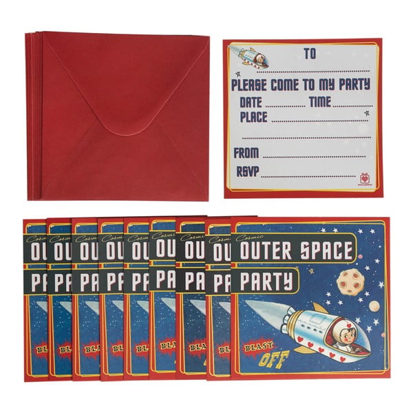 Set od 10 pozivnica za zabave s omotnicama Rex London Space Adventures