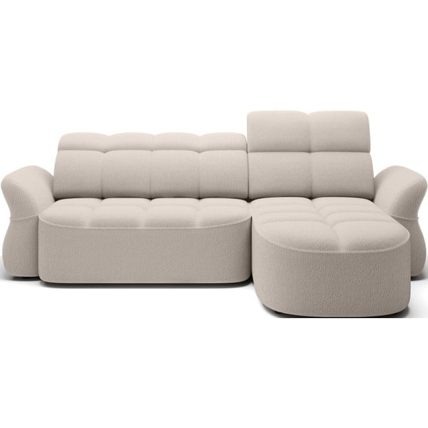 Bež sklopiva/s prostorom za odlaganje kutna garnitura od bouclé tkanine (s desnim kutom/s ležaljkom) Beneth – ELTAP