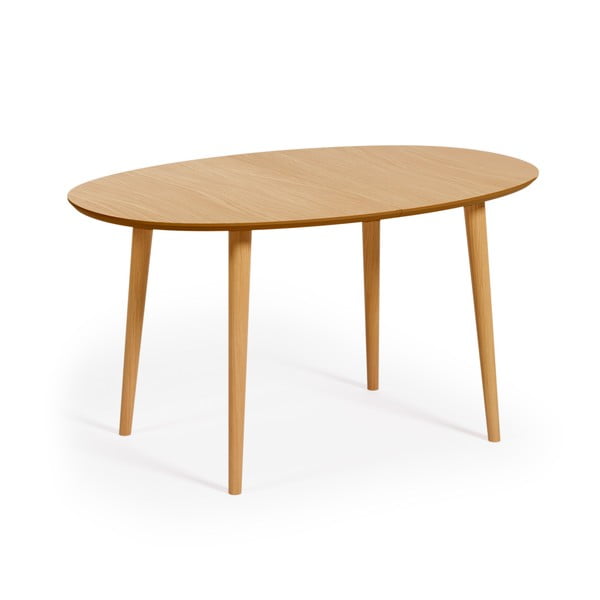 Proširiv blagovaonski stol u dekoru hrasta u prirodnoj boji 90x140 cm Oqui – Kave Home