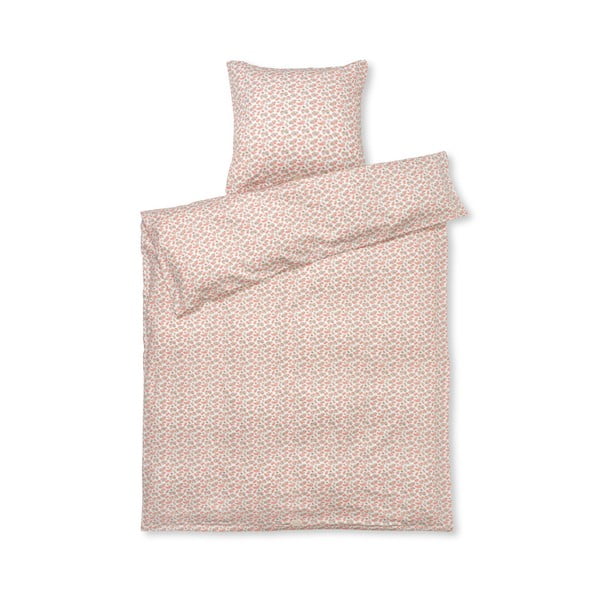 Bijelo-ružičasta posteljina za krevet za jednu osobu-za produženi krevet od pamučnog satena 140x220 cm Pleasantly – JUNA