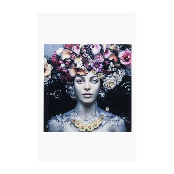 Slika na staklu Kare Design Flower Art Lady, 80 x 80 cm