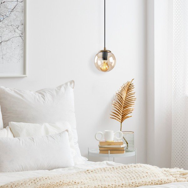 Viseća svjetiljka u zlatnoj boji sa staklenim sjenilom ø 15 cm Efe – Opviq lights-image-1