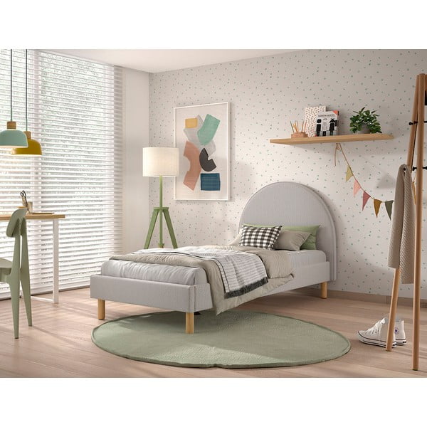 Sivi tapecirani krevet s podnicom 90x200 cm MOON – Vipack-image-1