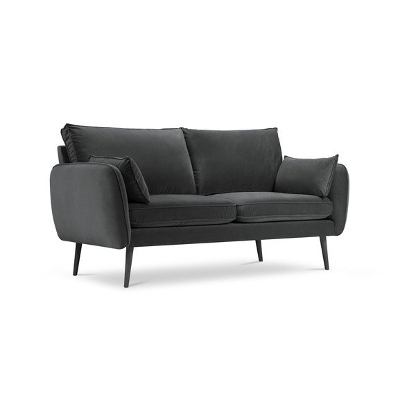 Tamnosiva baršunasta sofa s crnim nogama Kooko Home Lento, 158 cm-image-2