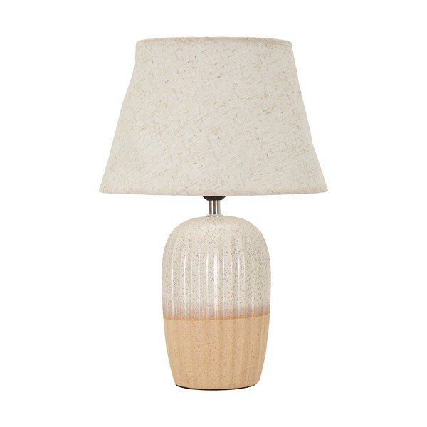 Krem stolna lampa keramička s tekstilnim sjenilom (visina 44 cm) Japandi – Mauro Ferretti