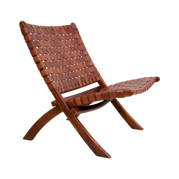 Sklopiva stolica od tikovine i kože House Nordic Montana-image-2