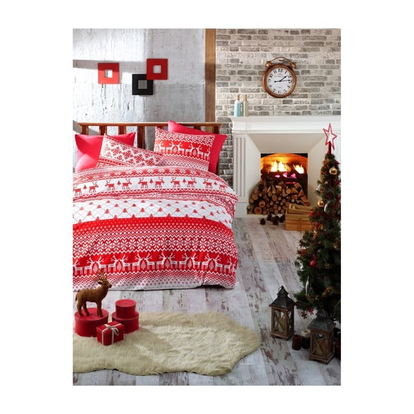 Božićna pamučna posteljina s Olivia plahtama, 160 x 220 cm