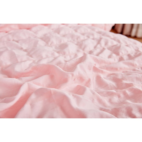 Ružičasta posteljina za krevet za jednu osobu od krepa 140x200 cm Naomi – My House-image-3
