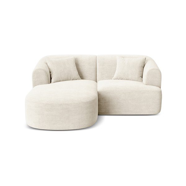 Bež kutna garnitura od samta (s lijevim kutom/s ležaljkom) Campi – Cosmopolitan Design