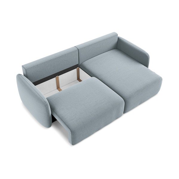 Plava baršunasti sklopiva/s prostorom za odlaganje kutna garnitura (s desnim kutom/s ležaljkom) Kalena – Makamii-image-4