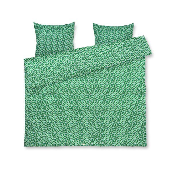 Zelena posteljina za bračni krevet-za produženi krevet od pamučnog satena 200x220 cm Pleasantly – JUNA