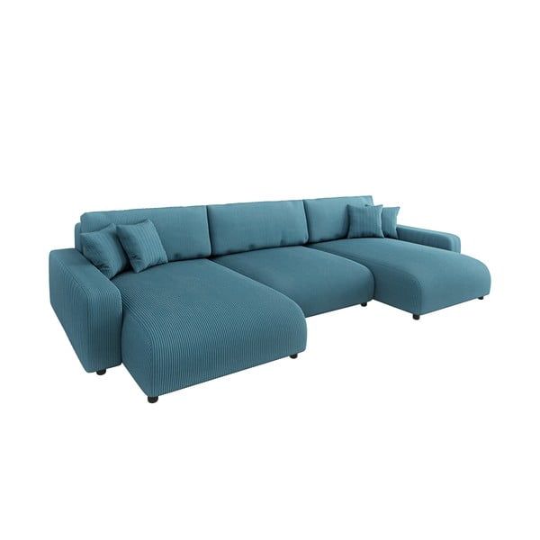 Tirkizna sklopiva/s prostorom za odlaganje kutna garnitura od samta Sara – Ropez