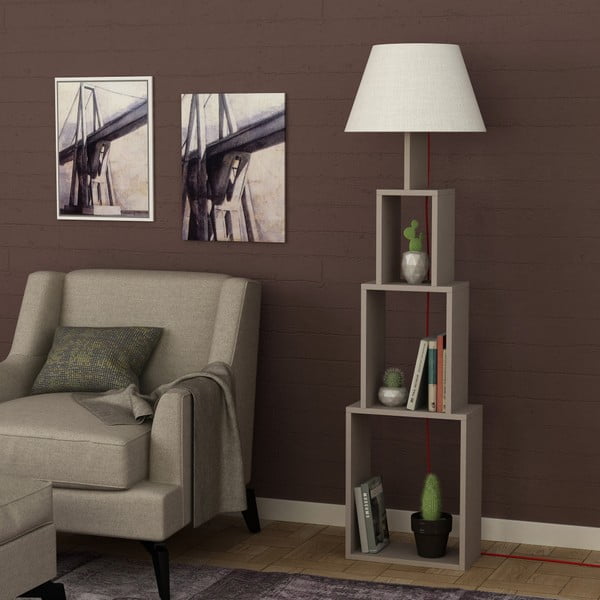 Samostojeća lampa sa svijetlo sivim zaslonom Homitis Tower-image-3