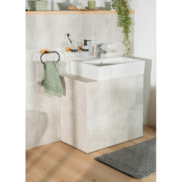 Crna/u prirodnoj boji staklena samoljepljiva čaša za četkice za zube Orea Bamboo – Wenko-image-1