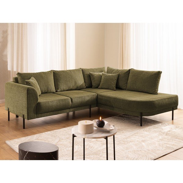 Zelena kutna garnitura od šenila (s desnim kutom/u obliku slova L) Mauris  – Ropez-image-4