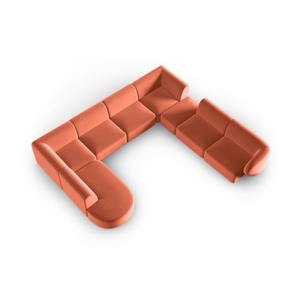 Ružičasta baršunasti kutna garnitura (s desnim kutom/u obliku slova "U") Paolo – Milo Casa-image-1