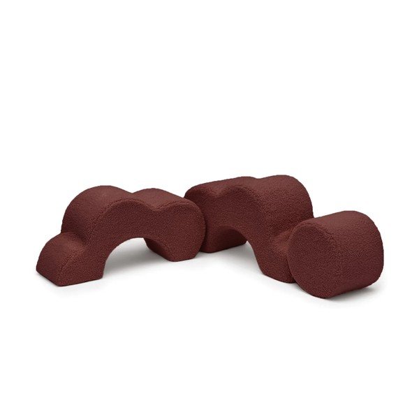 Smeđi set mekanih igrački od pjene 3 kom od boucle tkanine visina 27 cm 88x90 cm – Meowbaby-image-4