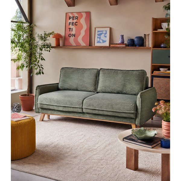 Svijetlo zelena sklopiva sofa od samta 218 cm Tori – Bonami Selection-image-1
