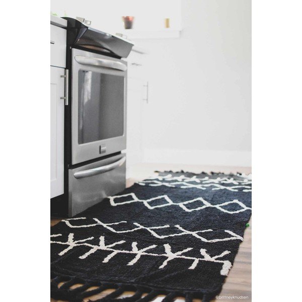 Crna periva/ručno rađena staza od mješavine pamuka 80x230 cm Bereber Black – Lorena Canals-image-4