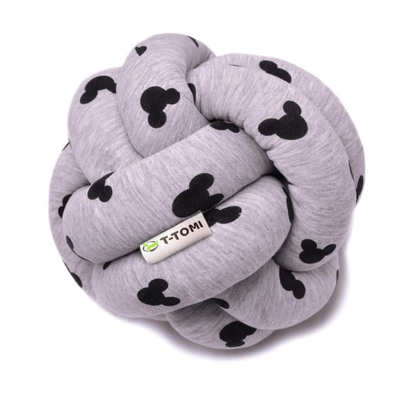 Sivo-crna pamučna pletena lopta T-TOMI Mickey, ø 20 cm