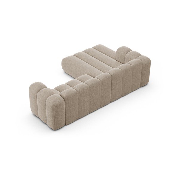 Bež kutna garnitura od šenila (s lijevim kutom/s ležaljkom) Lupine – Micadoni -image-3