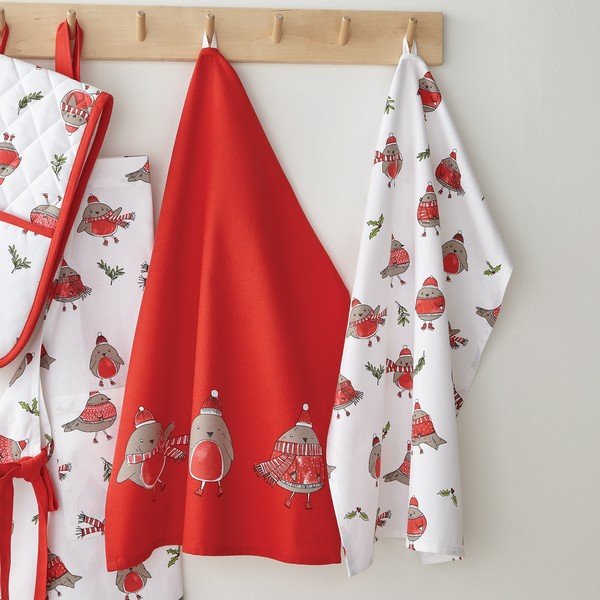 Pamučna kuhinjska krpa 2 kom s božićnim motivom 50x70 cm Christmas Robins – Catherine Lansfield-image-1