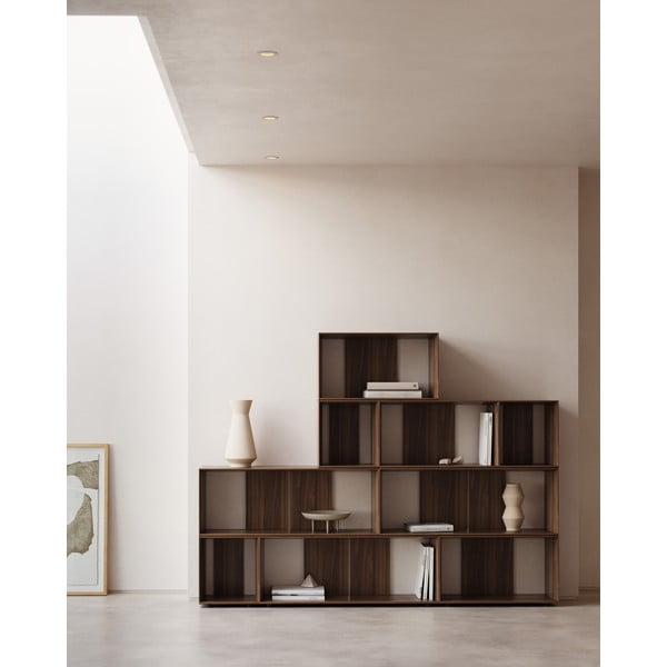 Modularni sustav polica 9 kom u dekoru oraha u prirodnoj boji 202x114 cm Litto – Kave Home-image-1