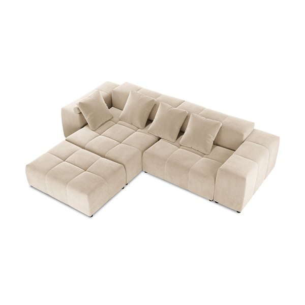 Bež baršunasta kutna garnitura (varijabilna) Rome Velvet - Cosmopolitan Design-image-3