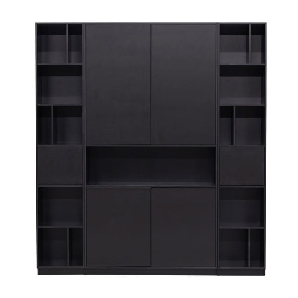 Crna modularna biblioteka od masivnog bora 190x210 cm Finca – WOOOD