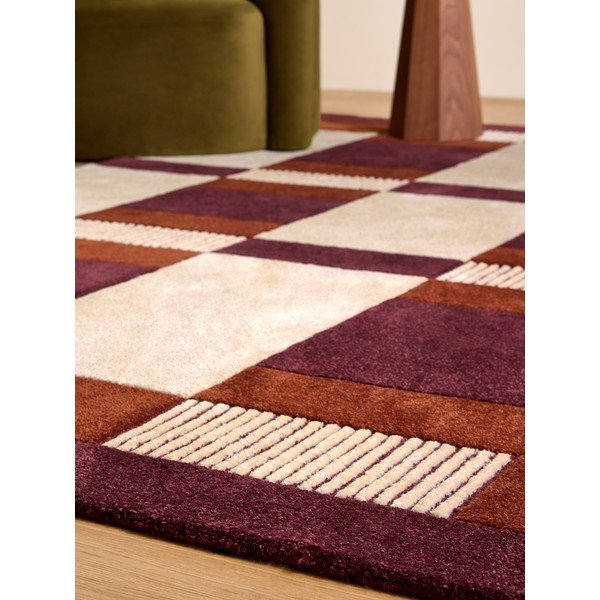 Bordo/krem ručno rađen tepih od recikliranih vlakna 120x170 cm Franka – MADE-image-2