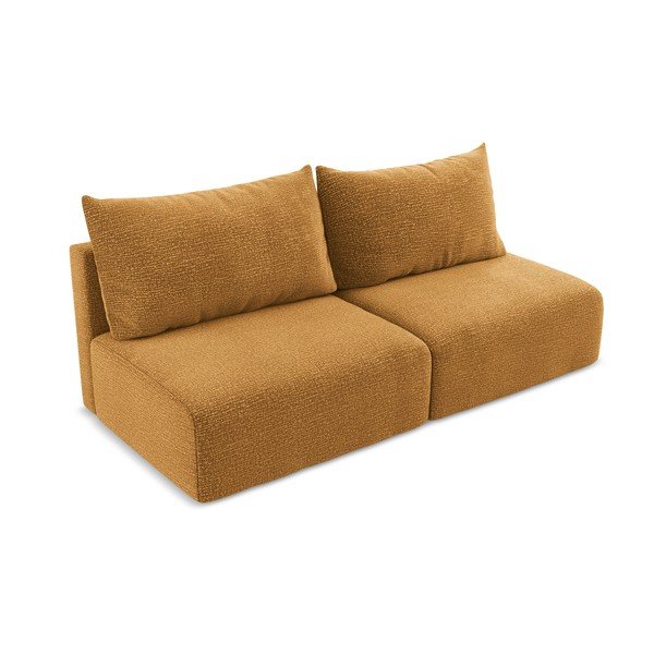 Narančasta sklopiva/s prostorom za odlaganje sofa 216 cm Kalena – Makamii-image-3