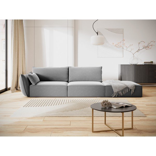 Svijetlo siva baršunasta sofa s lijevim kutom 264 cm Vanda – Mazzini Sofas-image-1