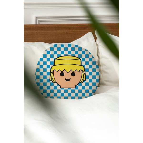 Dječji jastuk od mješavine lana Checkerboard – Playmobil-image-1